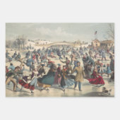 セントラルパーク、冬。スケートで滑る池ニューヨーク ラッピングペーパーシート (正面2)