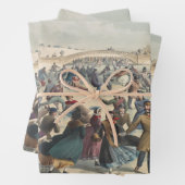 セントラルパーク、冬。スケートで滑る池ニューヨーク ラッピングペーパーシート (インサイチュ)