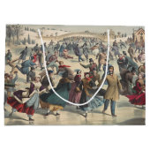 セントラルパーク、冬。スケートで滑る池ニューヨーク ラージペーパーバッグ (裏面)