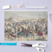 セントラルパーク、冬。スケートで滑る池ニューヨーク 薄葉紙 (クラフト)