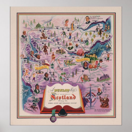 セントラル・スコットランドのダンロップの地図 ポスター (正面)
