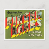 セントラル・ニューヨークのフィンガー・レイクスからの挨拶 ポストカード (正面)