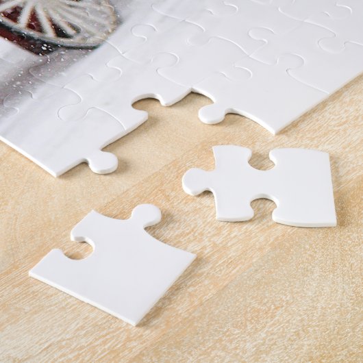 セントラル・パークの冬の馬そして乳母車の写真 ジグソーパズル (側面)