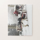 セントラル・パークの冬の馬そして乳母車の写真 ジグソーパズル (縦)