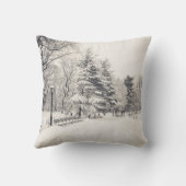 セントラル・パークの冬道-ニューヨークシティ クッション (裏面)