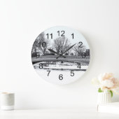 セントラル・パークの弓橋写真 ラージ壁時計 (ホーム)