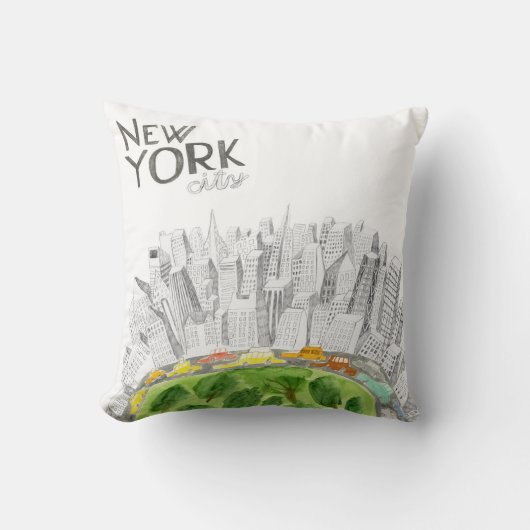 セントラル・パーク及びニューヨークシティのコラージュ クッション (正面)