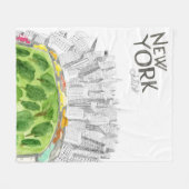 セントラル・パーク及びニューヨークシティのコラージュ フリースブランケット (正面(横))