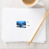 セントラル・パーク・ブリッジ・アット・トワイライト・イン・ザ・スノー ラベル (インサイチュ)