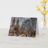 セントラル・パーク、NYCの弓橋の写真 カード (黄色い花)