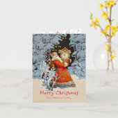 セントラル・パークNY (写真の挿入物) -のサンタクロース カード (黄色い花)