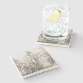 セントラル・パークNYCの冬の霧の写真 ストーンコースター (横)