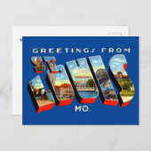 セントルイスからのヴィンテージのご挨拶、ミズーリ旅行 ポストカード (正面/裏面)