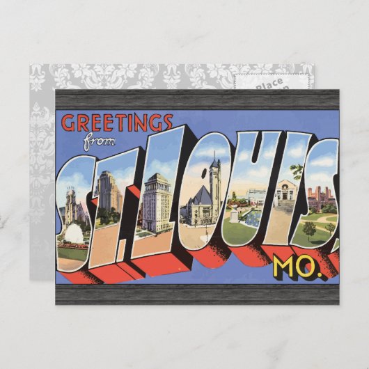 セントルイスからの挨拶ヴィンテージ ポストカード (正面/裏面)