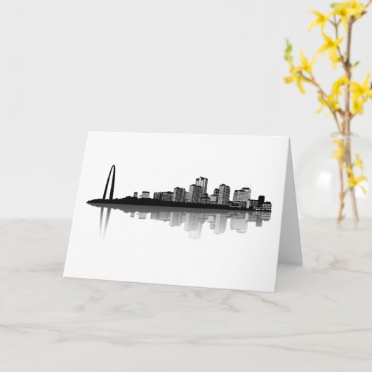 セントルイスのスカイラインの挨拶状(b/w) カード (黄色い花)