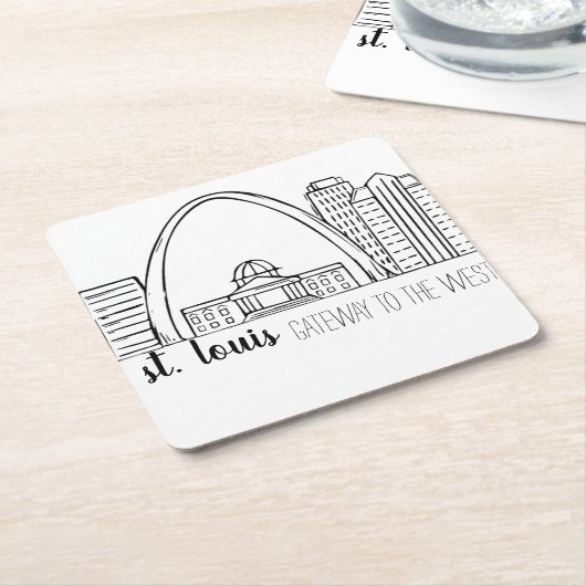 セントルイスのスカイライン スクエアペーパーコースター (アングル)