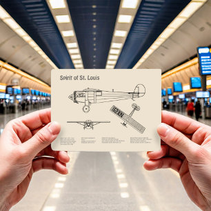 セントルイスのスピリット – 飛行機の設計図プランSD ポストカード
