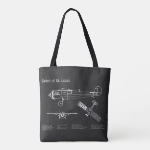 セントルイスのスピリット – 飛行機設計図PD トートバッグ