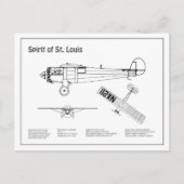 セントルイスのスピリット – 飛行機設計図PD ポストカード (正面)