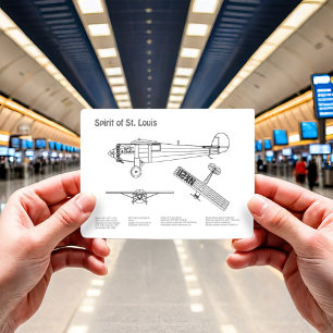 セントルイスのスピリット – 飛行機設計図PD ポストカード