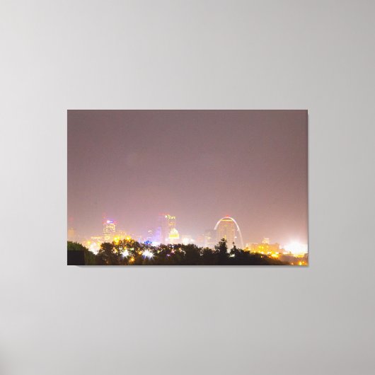 セントルイスのダウンタウン、ミズーリの夜 キャンバスプリント (正面)