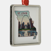 セントルイスのミズーリの地図 メタルオーナメント (右)