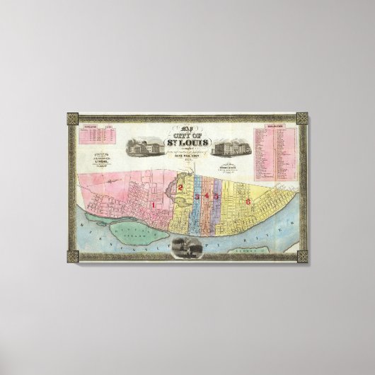 セントルイスの地図 キャンバスプリント (正面)