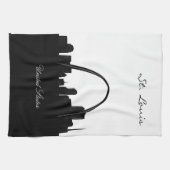 セントルイスの白黒スカイライン キッチンタオル (横)