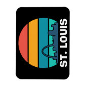 セントルイスアーチレトロサンセットシティスケープ写真 マグネット (縦)