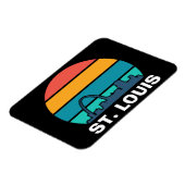 セントルイスアーチレトロサンセットシティスケープ写真 マグネット (左側)