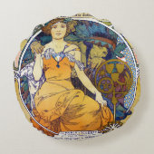 セントルイスエキシビションアルフォンスミュシャ装飾用クッション ラウンドクッション (裏面)