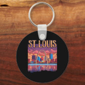 セントルイスゲートウェイアーチミズーリ都市景観スカイライン キーホルダー (正面)