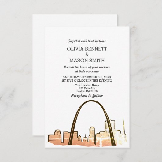 セントルイススカイラインシティスケープ結婚式招待状 招待状 (正面/裏面)