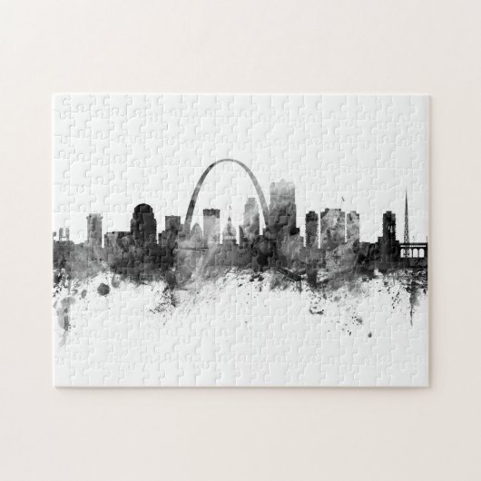 セントルイスミズーリスカイライン白黒 ジグソーパズル (横)
