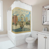 セントルイスミズーリヴィンテージトラベル シャワーカーテン (インサイチュ)