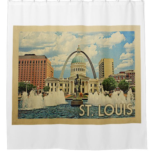 セントルイスミズーリヴィンテージトラベル シャワーカーテン (正面)
