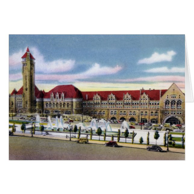 セントルイスミズーリ連合場所および噴水 (正面横)