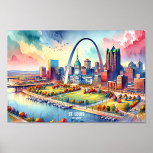 セントルイスミズーリUSA旅行の場所の水色 ポスター
