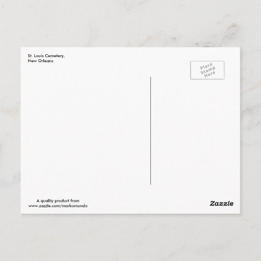 セントルイス墓地、ニューオーリンズヴィンテージ ポストカード (裏面)