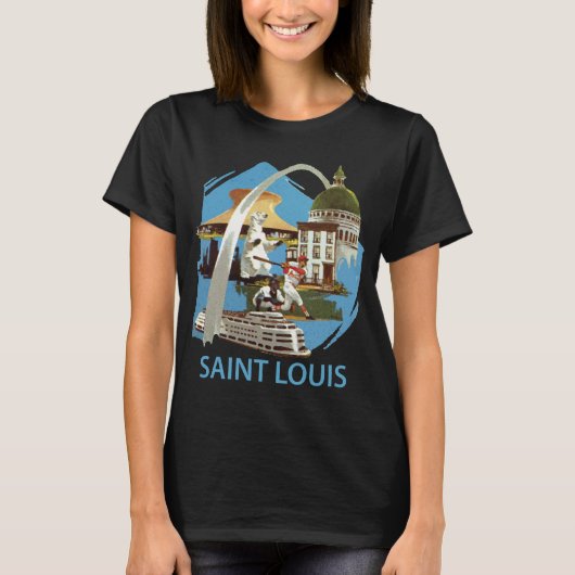 セントルイス ゲートウェイ アーチ 青 旅行 Tシャツ (正面)