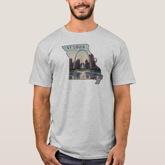 セントルイス ミズーリ州地図 Tシャツ (正面)