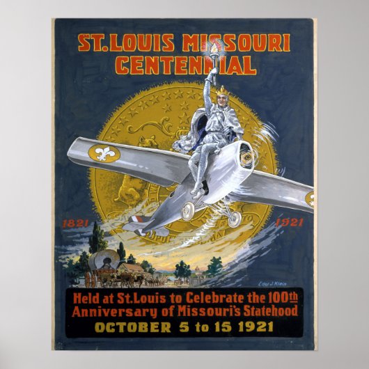 セントルイス ミズーリ州 創立100周年記念 1921 ポスター (正面)
