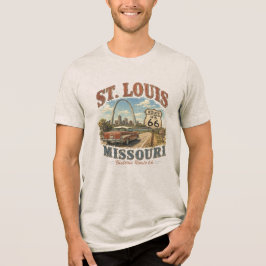 セントルイス ミズーリ州 歴史的ルート66 ゲートウェイ・アーチ トライブレンドTシャツ