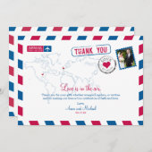 セントルイス ミズーリ & イギリス エアメール 結婚式 御礼 招待状 (正面/裏面)