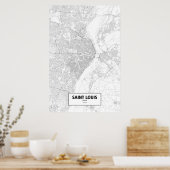 セントルイス、ミズーリ(黒いオンホワイト) ポスター (キッチン)