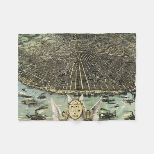 セントルイス(1896年)のヴィンテージの絵解き地図 フリースブランケット (正面(横))