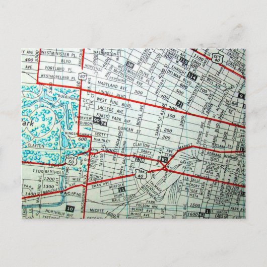 セントルイス、MOヴィンテージ地図 ポストカード (正面)