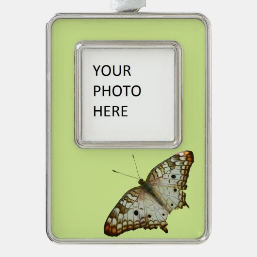 セントルシアからエキゾチックな蝶 シルバープレートフレームオーナメント (正面)