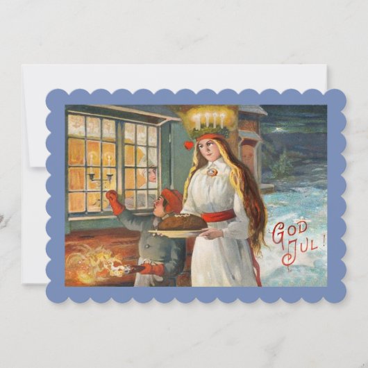 セントルシアと子供がサフラン パンを配達する 招待状 (正面)