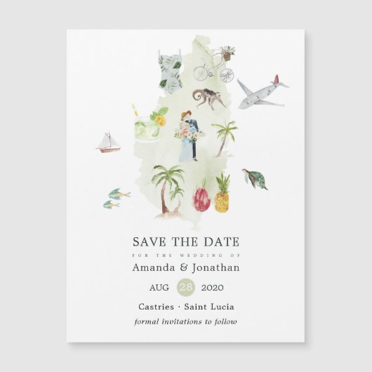 セントルシアのデスティネーション・ウェディングのSave the Date (正面)